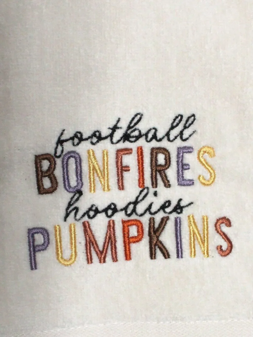 2 NWT Football Bonfires Hoodies Pumpkins Graphic Text Hand Towels
